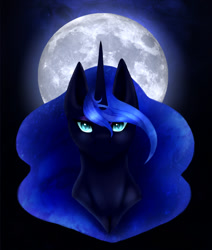 Size: 1280x1506 | Tagged: safe, artist:sagethechibi, nightmare moon, princess luna, alicorn, pony, full moon, looking at you, moon, solo