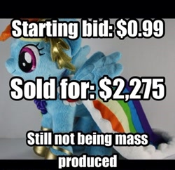 Size: 500x483 | Tagged: safe, artist:babylondonstar, rainbow dash, pony, clothes, dress, gala dress, hasbro, image macro, irl, photo, plushie