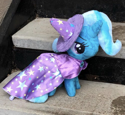 Size: 1242x1143 | Tagged: safe, artist:glacideas, derpibooru import, trixie, pony, unicorn, blue coat, female, horn, mare, plushie, solo, two toned mane