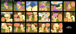 Size: 1600x708 | Tagged: safe, artist:ajmstudios, apple bloom, applejack, doctor horse, doctor stable, scootaloo, earth pony, pony, crash, scootacrash, scootaquest, sick, sneezing