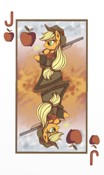 Size: 2436x4095 | Tagged: safe, artist:angelicmodivation, applejack, earth pony, pony, card, playing card, pun