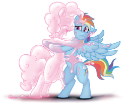 Size: 5302x4358 | Tagged: safe, artist:swissleo, pinkie pie, rainbow dash, earth pony, goo pony, original species, pegasus, pony, absurd resolution, female, gak, imminent vore, lesbian, pinkie slime, pinkiedash, shipping