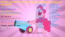 Size: 1280x720 | Tagged: safe, pinkie pie, birthday game, exploitable meme, meme, party cannon