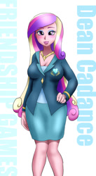 Size: 600x1097 | Tagged: safe, artist:orca, dean cadance, princess cadance, equestria girls, friendship games, breasts, cleavage, female, pixiv, princess cansdance, solo