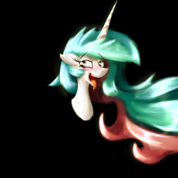 Size: 1000x1000 | Tagged: safe, artist:crestfallencelestia, princess celestia, alicorn, pony, open mouth, solo, tongue out