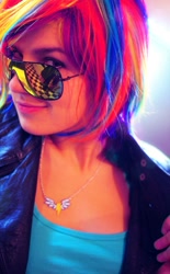 Size: 1000x1617 | Tagged: safe, rainbow dash, human, cosplay, irl, irl human, photo, solo