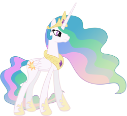 Size: 4000x3657 | Tagged: safe, artist:azure-vortex, princess celestia, alicorn, pony, female, frown, hair over one eye, mare, simple background, solo, standing, transparent background, vector