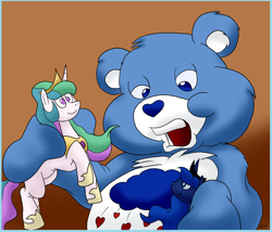 Size: 1038x890 | Tagged: safe, artist:virus-20, princess celestia, princess luna, alicorn, pony, care bears, grumpy bear, now kiss, toy