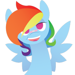 Size: 2000x2000 | Tagged: safe, artist:robynne, rainbow dash, pegasus, pony, bandaid, blue coat, female, mare, multicolored mane