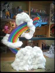 Size: 1800x2400 | Tagged: safe, rainbow dash, pegasus, pony, blue coat, female, mare, multicolored mane, papercraft, photo