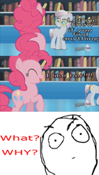 Size: 500x879 | Tagged: safe, edit, edited screencap, screencap, amethyst maresbury, pinkie pie, crystal pony, earth pony, pony, the crystal empire, agate, comic, female, hub logo, image macro, librarian, mare, meme, rage face