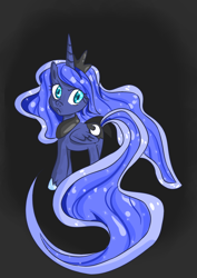 Size: 1000x1414 | Tagged: safe, artist:futuremoon, princess luna, alicorn, pony, :c, female, horn, mare, solo