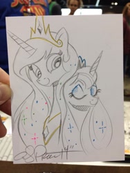 Size: 768x1024 | Tagged: safe, artist:andypriceart, princess celestia, princess luna, alicorn, pony, mirror luna, traditional art