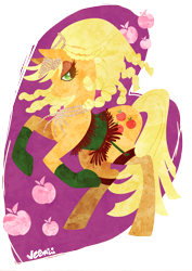 Size: 2480x3508 | Tagged: safe, artist:veganya, applejack, earth pony, pony, clothes, corset, high res, lingerie, necklace, stockings, tiara