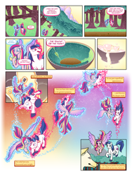 Size: 900x1200 | Tagged: safe, artist:arofatamahn, princess cadance, shining armor, oc, oc:nahmat, alicorn, pony, unicorn, comic:the night the magic died, comic