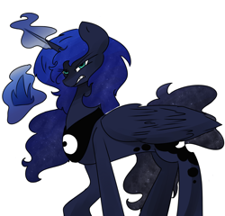 Size: 1250x1200 | Tagged: safe, artist:lunar-march, princess luna, alicorn, pony, female, glowing horn, horn, mare, solo