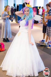 Size: 641x960 | Tagged: safe, artist:lochlan o'neil, princess celestia, human, convention, cosplay, denver comic con, irl, irl human, photo, solo