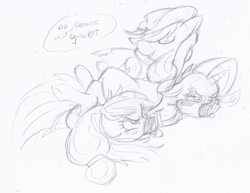 Size: 900x693 | Tagged: safe, artist:zinnthos, applejack, rainbow dash, rarity, earth pony, pegasus, pony, unicorn, bondage, gag, muzzle gag