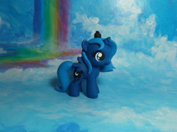 Size: 667x500 | Tagged: safe, artist:sanadaookmai, princess luna, alicorn, pony, craft, filly, sculpture, solo, spread wings, traditional art, woona, younger