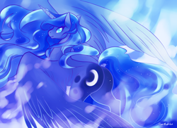 Size: 3300x2400 | Tagged: safe, artist:bigbuxart, princess luna, alicorn, pony, moonbutt, plot, solo, spread wings