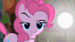 Size: 640x355 | Tagged: safe, screencap, pinkie pie, earth pony, pony, party of one, female, mare, pink coat, pink mane, youtube caption