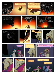 Size: 900x1200 | Tagged: safe, artist:arofatamahn, princess cadance, princess celestia, princess luna, shining armor, spike, oc, oc:gralo, oc:nahmat, alicorn, dragon, pony, unicorn, comic:the night the magic died, comic