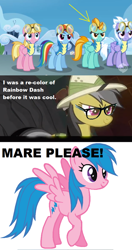 Size: 500x946 | Tagged: safe, cloudchaser, daring do, firefly, lightning dust, meadow flower, rainbow dash, g1, wonderbolts academy, before it was cool, bitch please, g1 to g4, generation leap, hipster, recolor, wonderbolt trainee uniform