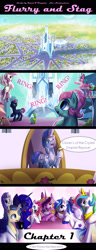 Size: 979x2550 | Tagged: safe, artist:aschenstern, nurse redheart, pinkie pie, princess cadance, princess celestia, princess flurry heart, princess luna, shining armor, oc, alicorn, crystal pony, earth pony, pegasus, pony, unicorn, comic:flurry and stag, armor, comic, crystal empire, crystal guard, crystal guard armor