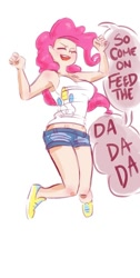 Size: 436x864 | Tagged: safe, artist:lizombie, pinkie pie, armpits, humanized, lyrics, quote, solo