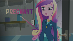 Size: 1440x810 | Tagged: safe, screencap, dean cadance, princess cadance, equestria girls, friendship games, pregnant, solo