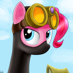 Size: 2000x2000 | Tagged: safe, artist:dragonfoorm, pinkie pie, earth pony, pony, catsuit, goggles, pinkie spy