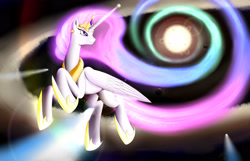 Size: 4500x2900 | Tagged: safe, artist:bludraconoid, princess celestia, alicorn, pony, comet, planet, solo, space, stars, sun