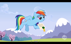 Size: 1024x640 | Tagged: safe, screencap, rainbow dash, pegasus, pony, wonderbolts academy, lidded eyes, youtube caption