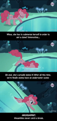 Size: 746x1600 | Tagged: safe, screencap, pinkie pie, earth pony, pony, too many pinkie pies, cave, cave pool, mirror pool