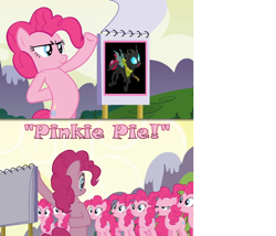 Size: 816x700 | Tagged: safe, edit, edited screencap, screencap, pinkie pie, earth pony, pony, too many pinkie pies, clone, exploitable meme, meme, obligatory pony, pinkie clone, presentation