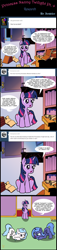 Size: 1000x4367 | Tagged: safe, artist:icesticker, princess celestia, princess luna, twilight sparkle, twilight sparkle (alicorn), alicorn, pony, age regression, ask princess nanny twilight, askblutia, bluetia, blutia, book, cewestia, comic, female, filly, library, mare, scroll, sitting, woona