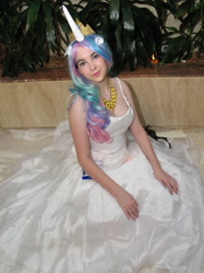 Size: 487x650 | Tagged: safe, artist:lochlan o'neil, princess celestia, human, cosplay, irl, irl human, photo, solo