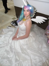 Size: 487x650 | Tagged: safe, artist:lochlan o'neil, princess celestia, human, cosplay, irl, irl human, photo, solo