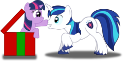 Size: 1264x632 | Tagged: safe, artist:spellboundcanvas, shining armor, twilight sparkle, pony, unicorn, boop, cute