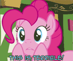 Size: 500x418 | Tagged: safe, edit, edited screencap, screencap, pinkie pie, earth pony, pony, too many pinkie pies, animated, cropped, reaction image, solo, squishy, squishy cheeks