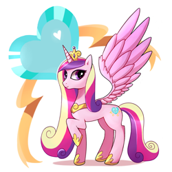 Size: 1000x1000 | Tagged: safe, artist:9seconds, princess cadance, alicorn, pony, cutie mark, female, mare, raised hoof, smiling, solo, spread wings