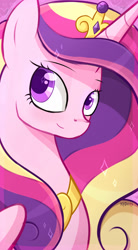 Size: 1100x2000 | Tagged: safe, artist:kodabomb, princess cadance, alicorn, pony, bust, crown, female, jewelry, mare, regalia, signature, smiling, solo