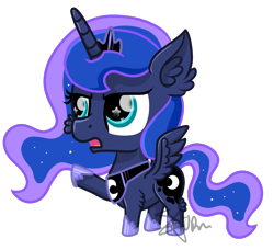 Size: 1308x1192 | Tagged: safe, artist:saturnstar14, princess luna, alicorn, pony, chibi, cute, ear fluff, lunabetes, raised hoof, solo, starry eyes, weapons-grade cute, wingding eyes