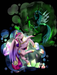 Size: 1024x1363 | Tagged: safe, artist:stormdrake0100, part of a set, princess cadance, queen chrysalis, alicorn, changeling, changeling queen, pony, a canterlot wedding, lust, seven deadly sins, watermark