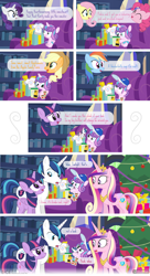 Size: 854x1575 | Tagged: safe, artist:dm29, applejack, fluttershy, pinkie pie, princess cadance, princess flurry heart, rainbow dash, rarity, shining armor, twilight sparkle, twilight sparkle (alicorn), alicorn, earth pony, pegasus, pony, unicorn, applesauce, aunt and niece, auntie twilight, chair, christmas, clothes, comic, crayon, diaper, episodes from the crystal empire, eye contact, father and child, father and daughter, female, frown, glare, hat, hearth's warming, hug, looking at each other, male, mane six, mind blown, mother and child, mother and daughter, open mouth, parent and child, plushie, present, shocked, sitting, smiling, twilight is not amused, unamused, wide eyes