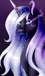 Size: 1024x1702 | Tagged: safe, artist:minelvi, princess luna, alicorn, pony, female, gradient background, horn, mare, solo