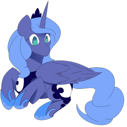 Size: 1250x1250 | Tagged: safe, artist:lunar-march, princess luna, alicorn, pony, prone, s1 luna, simple background, solo, transparent background