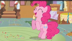 Size: 1920x1080 | Tagged: safe, screencap, pinkie pie, earth pony, pony, too many pinkie pies, intro, opening, youtube caption