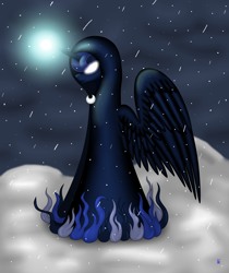 Size: 1886x2248 | Tagged: safe, artist:margo24, princess luna, alicorn, pony, cloak, clothes, glowing eyes, night, night sky, solo, spirit of hearth's warming yet to come