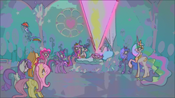 Size: 1920x1080 | Tagged: safe, edit, edited screencap, screencap, applejack, fluttershy, pinkie pie, princess cadance, princess celestia, princess flurry heart, princess luna, rainbow dash, rarity, shining armor, twilight sparkle, twilight sparkle (alicorn), alicorn, earth pony, pegasus, pony, unicorn, the crystalling, magic, mane six, sneezing